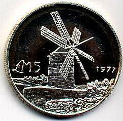 Maltese &pound;M5 coin, 1977