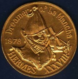 Don Quixote Mardi Gras doubloon 1978