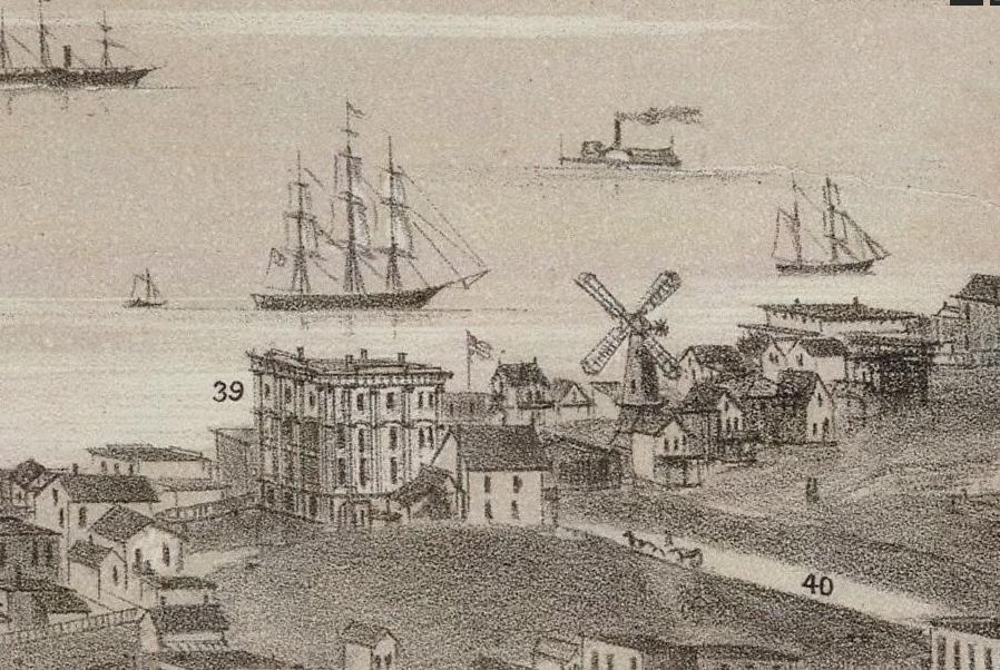 Detail from Panoramic view of San Francisco from Russian Hill, Charles Gifford