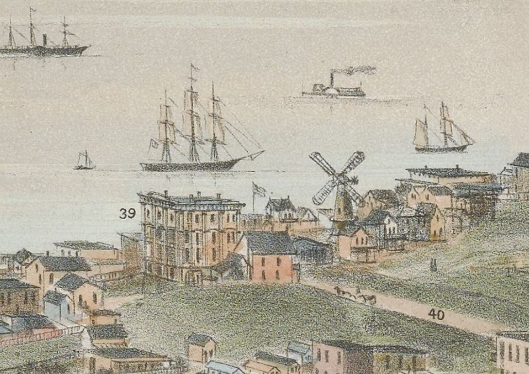 Detail from Panoramic view of San Francisco from Russian Hill, Charles Gifford